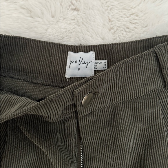 Princess Polly Khaki Ribbed Shorts High Waisted Green 2 - Picture 2 of 2